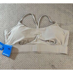 Columbia Womens Sports Bra Gray With Racerback Design & Removable Pads - XXL